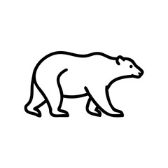 Simple Line Drawing of a Walking Polar Bear Winter Animal Handmade Illustration white