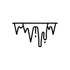 Black Line Drawing Melting Winter Ice Drip Icicle Handmade Winter Scene Simple Graphic Design Element