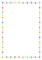 Watercolor colorful diamonds on white background - vertical