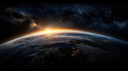 Futuristic Space Flight Concept Showcasing Earth from Space with a Glowing Blue Energy Trail in a Nuclear Science Experiment