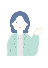 笑顔で案内する女性のイラスト