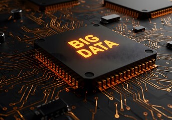 Big Data Managing Information at Scale Illustrated on a Processor. Generated AI
