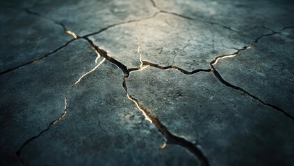Obraz premium Cracked, dark gray concrete surface, lit from below