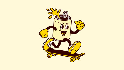 Fun Soda Can Character Skates on a Skateboard © Anukul Debnath