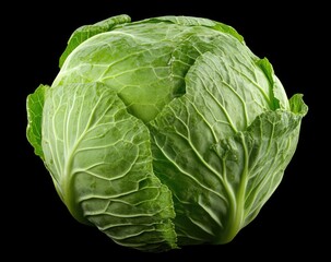Fototapeta premium Close-up of a head of fresh green cabbage