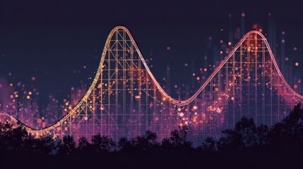 Obraz premium Emotional Rollercoaster Visual With Vibrant Peaks and Drops Reflecting the Highs and Lows of Human Experiences
