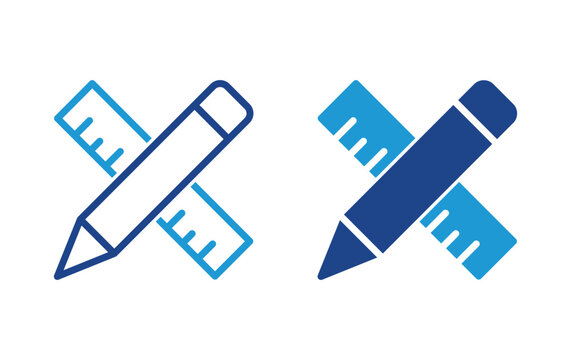 Pensil and ruler icon vector