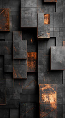 a modern 3D block formation design vertical composition