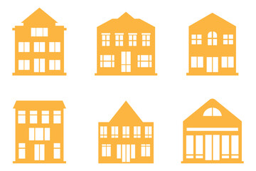 Shop Building Silhouette Icon Set