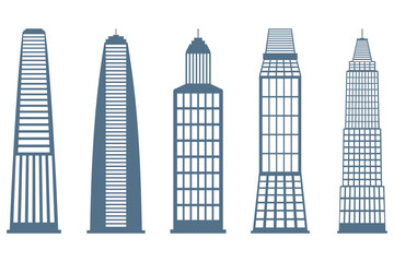 Skyscraper Building Icon Set Design