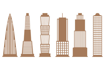 Skyscraper Building Icon Set Design