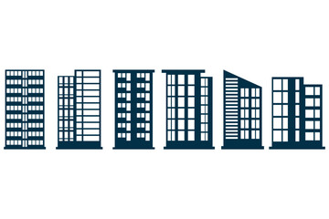 Hotel Building Silhouette Icon Set