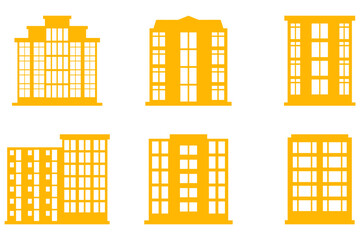 Hotel Building Silhouette Icon Set