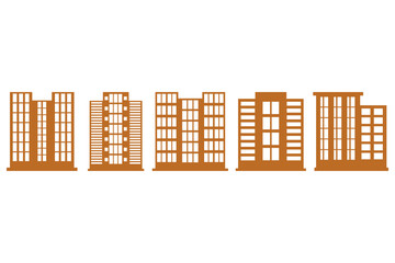 Hotel Building Silhouette Icon Set
