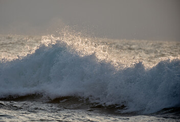 夕暮れの日本海の荒波