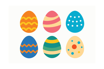 Hand Painted Easter Egg Collection on White Background Graphic Set