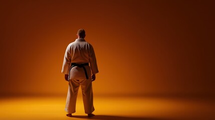 Serene Karate Practitioner in Traditional Gi, Back View
