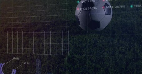 Grid appearing over field initiating sports analytics with ring chart updating as player walking - Powered by Adobe