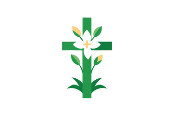 Easter Lilies and Floral Cross Design for Spring
