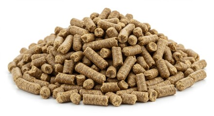 Pile of small, cylindrical feed pellets