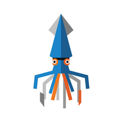 Geometric Squid Illustration: A Modern Aquatic Icon for Creative Projects