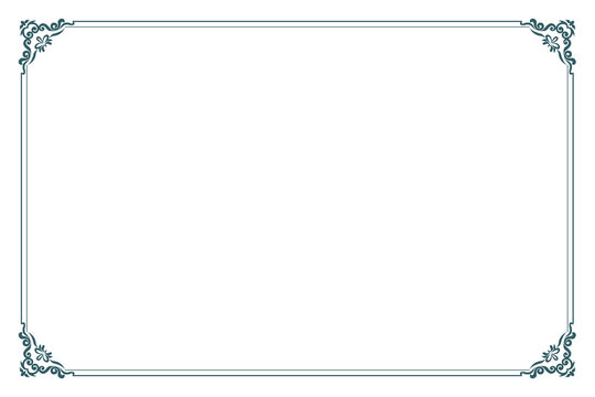 Elements of ornate vintage frames. Border blue on white classic calligraphy swirls, floral motifs. Design print for greeting cards, wedding invitations, restaurant menu, royal certificates. Set 311
