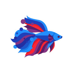 Obraz premium Striking stylized betta fish illustration showcasing vibrant colors and dynamic design