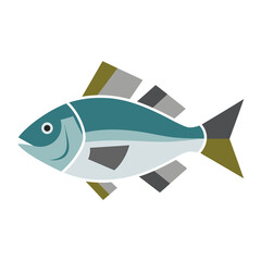 Stylized Fish Illustration with Geometric Fins and a Minimalist Aesthetic for Design