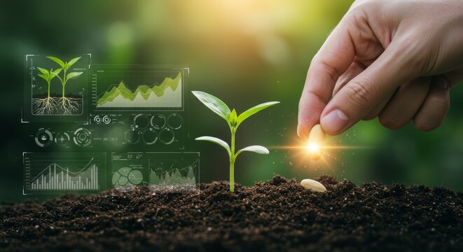Planting a seed for future growth, data visualization overlay