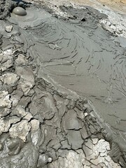 Mud volcano in Azerbaijan close-up
