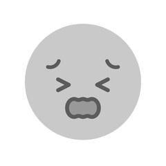 辛そうなグレーの顔の絵文字 - 困る･痛い･暑い･苦しいなどネガティブな感情のイメージアイコン素材