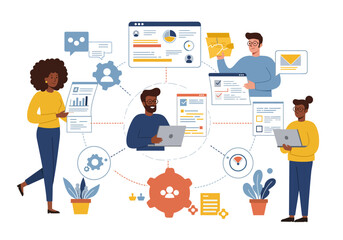 People connected by digital workflow