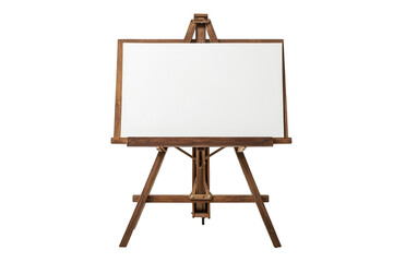 Wooden easel with blank canvas isolated on transparent background