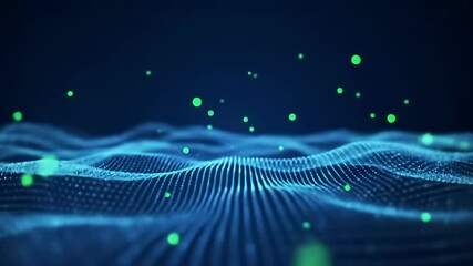 Futuristic digital abstract wave surface with glowing particles, visualizing advanced technology and intricate data networks in a dynamic cyber flow. - Powered by Adobe