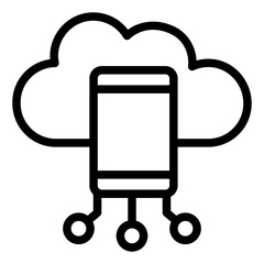 cloud outline icon with mobile device and connectors