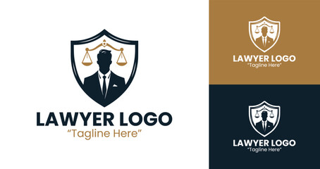 Stylish Lawyer Logo with Professional Shield Design and Scales