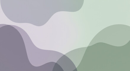 A minimalist arrangement of fluid organic shapes in trendy cool tones like glacier gray, lavender fog, and sage green. 