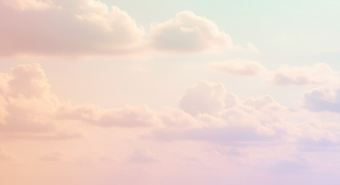 A minimalist sky background featuring barely-there pastel clouds in soft peach, pale mint, and lilac haze, glowing softly with 2025 light effects. Great for wellness, dreamscape, and mindfulness niche