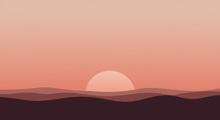 Flat Minimal Landscape with Sunset Gradient