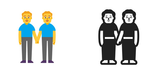 Two Men Holding Hands Blue