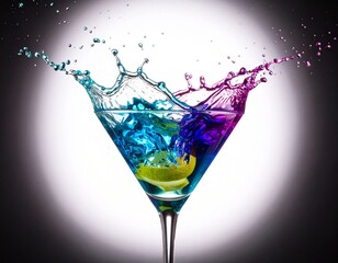 cocktail with splash of cocktail on white background