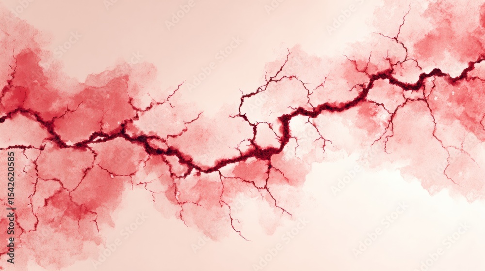 Poster Crackled Red Lightning Veins Create a Stunning Visual on a Minimal Background in an Abstract Artwork