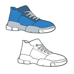 shoe vector illustration. Draw. Colour. Simple. Outline. Easy to edit. 