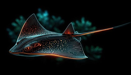 Close-up of a stingray in deep water