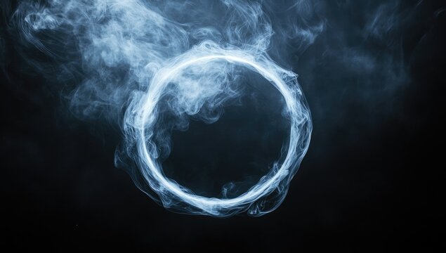 Circular smoky ring on dark background