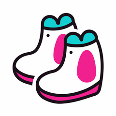 Cute cartoon baby boots with pink and teal accents