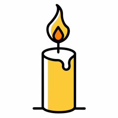 Lit yellow candle icon illustration