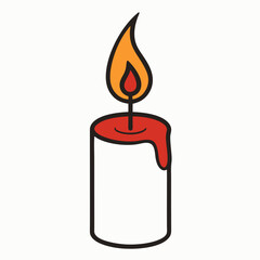 Single lit candle with red wax dripping