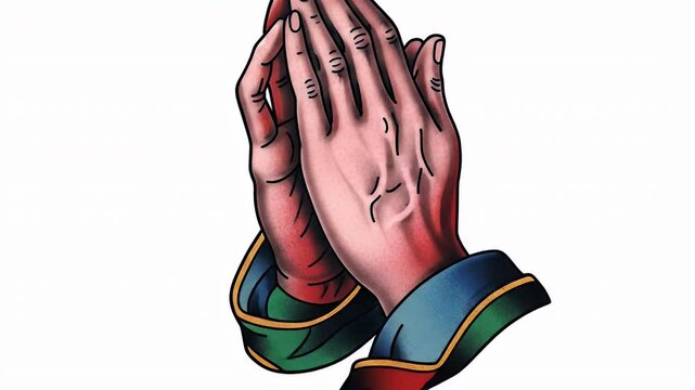 Colorful praying hands illustration for religious or spiritual design project