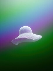 Delicate white sunhat against a soft gradient background